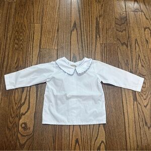 The beaufort bonnet company long sleeve top with blue white gingham trim- Size3T